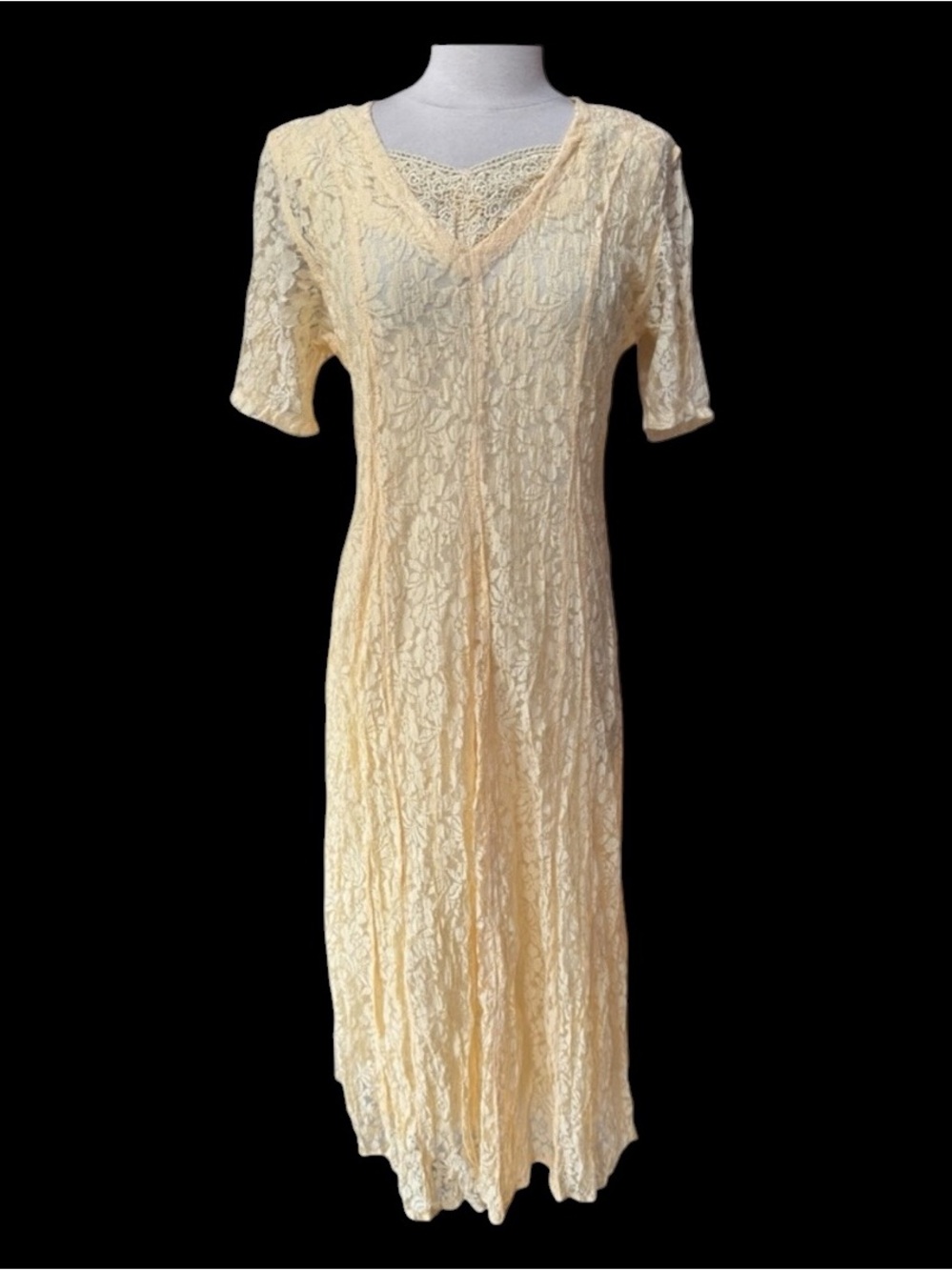 1990s Starina Lace Overlay Cottagecore Dress